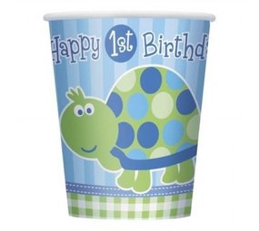 Beker Schildpad 1st Birthday | 8 stuks Beker Schildpad 1st Birthday | 8 stuks