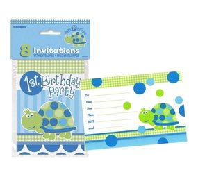 Uitnodiging Schildpad 1st Birthday 8 stuks Uitnodiging Schildpad 1st Birthday 8 stuks