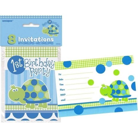 Invitation Turtle 1st Birthday 8 pieces Invitation Turtle 1st Birthday 8 pieces