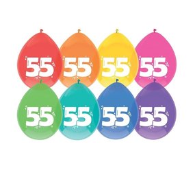 Haza - Witbaard Ballonnen 55 jaar frisse kleuren | 8 stuks Haza - Witbaard Ballonnen 55 jaar frisse kleuren | 8 stuks