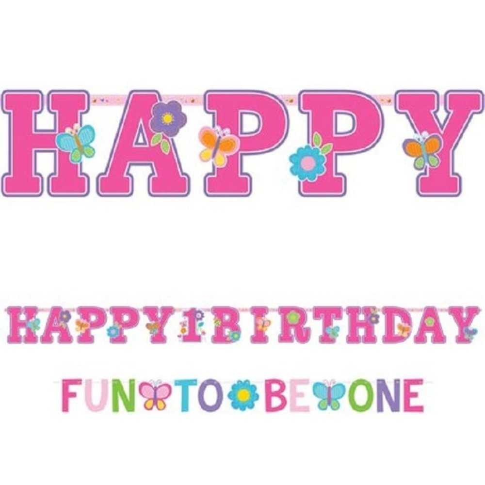Jumbo Letterlinger 1st Happy Birthday Butterfly + Bonus Slinger