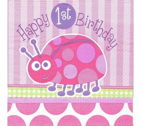 Servet Ladybug 1. Geburtstag 16 Stücke Servet Ladybug 1. Geburtstag 16 Stücke