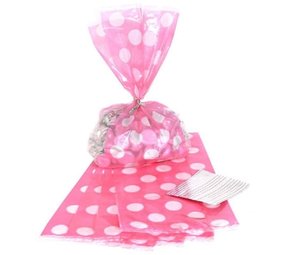 Sacs-cadeaux de violoncelle rose avec des points blancs 20 morceaux Sacs-cadeaux de violoncelle rose avec des points blancs 20 morceaux