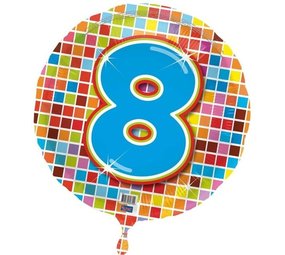 Folie ballon 8 jaar Birthday Blocks | per stuk