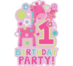 Amscan Invitations Fun To Be One Safari Pink 8 pieces