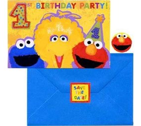 Uitnodigingen Sesamstraat 1st Birthday 8 stuks Uitnodigingen Sesamstraat 1st Birthday 8 stuks