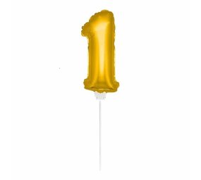Folat Balloon foil 1 gold with stick | 36cm Folat Balloon foil 1 gold with stick | 36cm