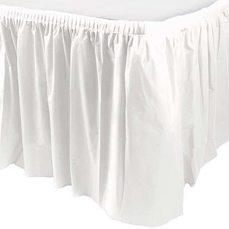 Tafel rok wit plastic | 73cm x 426cm Tafel rok wit plastic | 73cm x 426cm