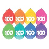 Ballonnen 100 jaar frisse kleuren | 8 stuks Ballonnen 100 jaar frisse kleuren | 8 stuks