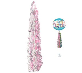 Ballonstaart roze wit 86 x15cm