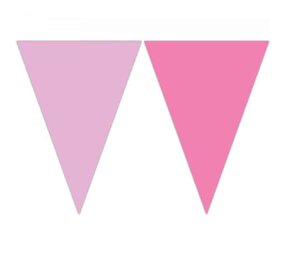 Procos Party Vlaggen slinger roze en lichtroze plastic