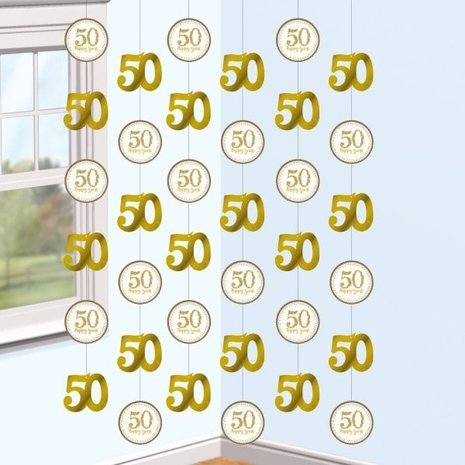 Amscan Décoration suspendue 50 ans d'or mariée | 6 morceaux
