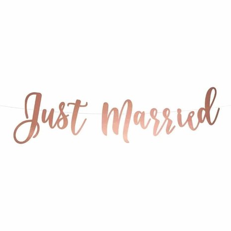 Letterslinger Just Married rose goud 20x77cm