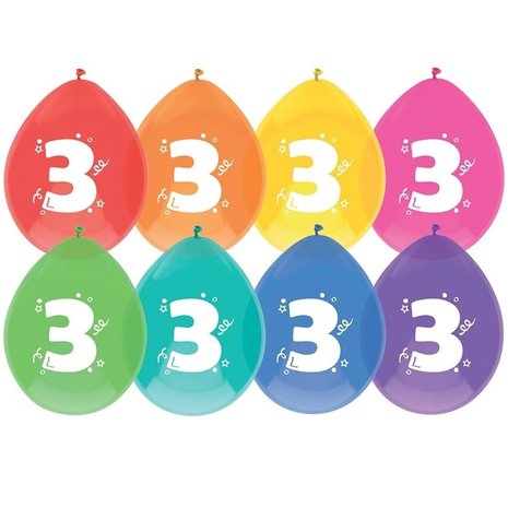 Balloons 3 years fresh colors 8 pieces Balloons 3 years fresh colors 8 pieces