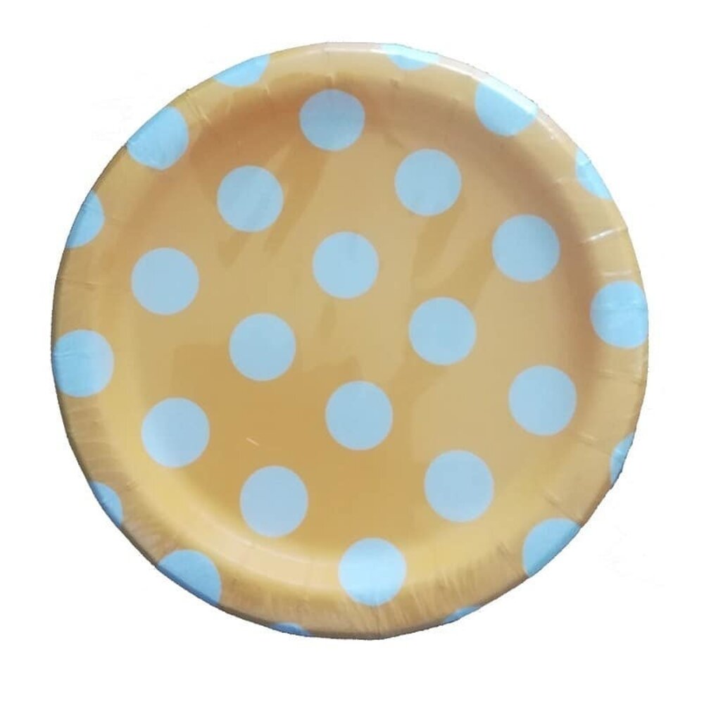 Platte gelb mit weißen Punkten 17cm | 8 Stücke Platte gelb mit weißen Punkten 17cm | 8 Stücke