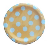 Platte gelb mit weißen Punkten 17cm | 8 Stücke