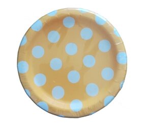 Bord geel met witte stippen 17cm | 8 stuks Bord geel met witte stippen 17cm | 8 stuks