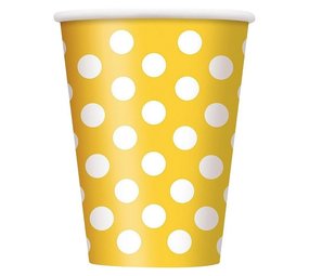 Tasse jaune avec des points blancs 6 morceaux Tasse jaune avec des points blancs 6 morceaux