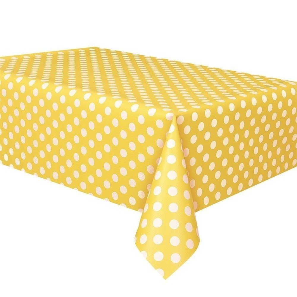 Tablecloth yellow with white dots 137 x 274 cm Tablecloth yellow with white dots 137 x 274 cm