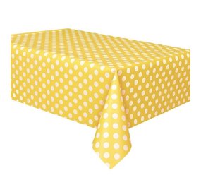 Tafelkleed geel met witte stippen | 137 x 274 cm Tafelkleed geel met witte stippen | 137 x 274 cm