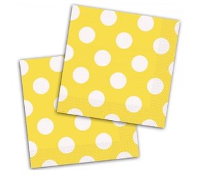 Napkin yellow with white dots 33x33cm | 16 pieces Napkin yellow with white dots 33x33cm | 16 pieces