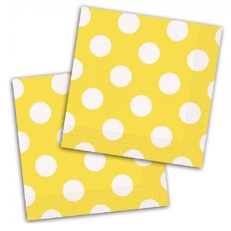 Serviette gelb mit weißen Punkten 33x33cm | 16 Stücke Serviette gelb mit weißen Punkten 33x33cm | 16 Stücke