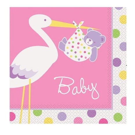 Servet Baby Girl 33x33cm | 16 Stücke Servet Baby Girl 33x33cm | 16 Stücke