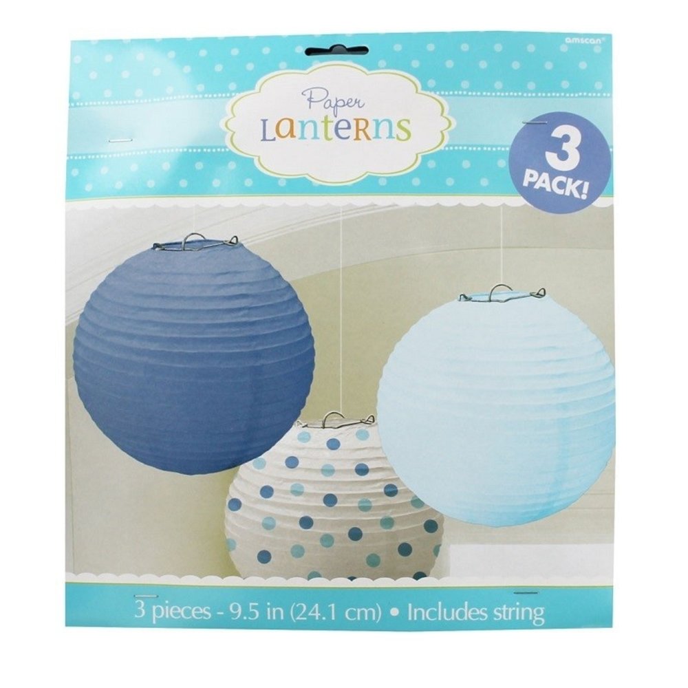 Lampion Set Blau und Punkte 24 cm | 3 Stück