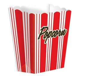 Popcorn box rood-wit gestreept | 8 stuks
