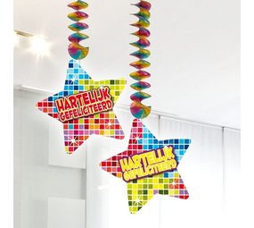 Folat Decoratie spiraal Hartelijk Gefeliciteerd stervorm 2 stuks Folat Decoratie spiraal Hartelijk Gefeliciteerd stervorm 2 stuks