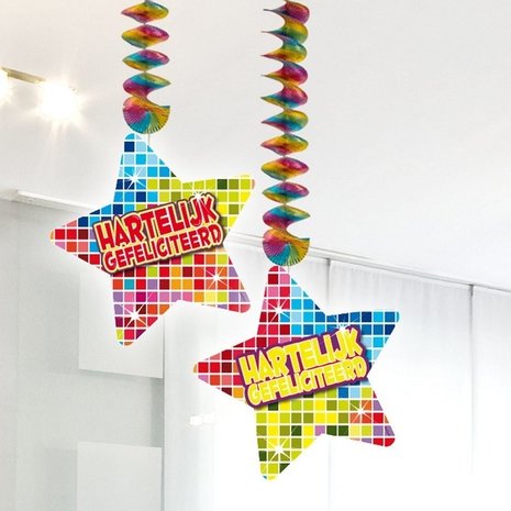 Folat Decoratie spiraal Hartelijk Gefeliciteerd stervorm 2 stuks