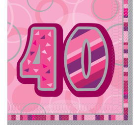Servet Glitz 40 jaar roze 16 stuks