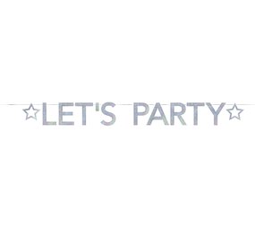 Letter garland "Let's Party" Holographic Silver | 2 meters Letter garland "Let's Party" Holographic Silver | 2 meters