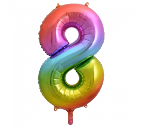 Globos Nordic Regenbogen-Folienballon Nummer 8 | 86cm