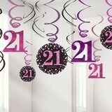 Amscan Dekorationswirbel 21 Jahre Sparkling Pink | 12 Stück Amscan Dekorationswirbel 21 Jahre Sparkling Pink | 12 Stück
