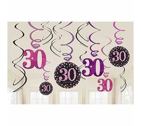 Amscan Decoration Swirls 30 years of Sparkling Pink | 12 pieces Amscan Decoration Swirls 30 years of Sparkling Pink | 12 pieces