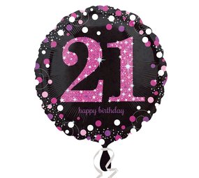 Folie ballon Sparkling 21 zwart-roze