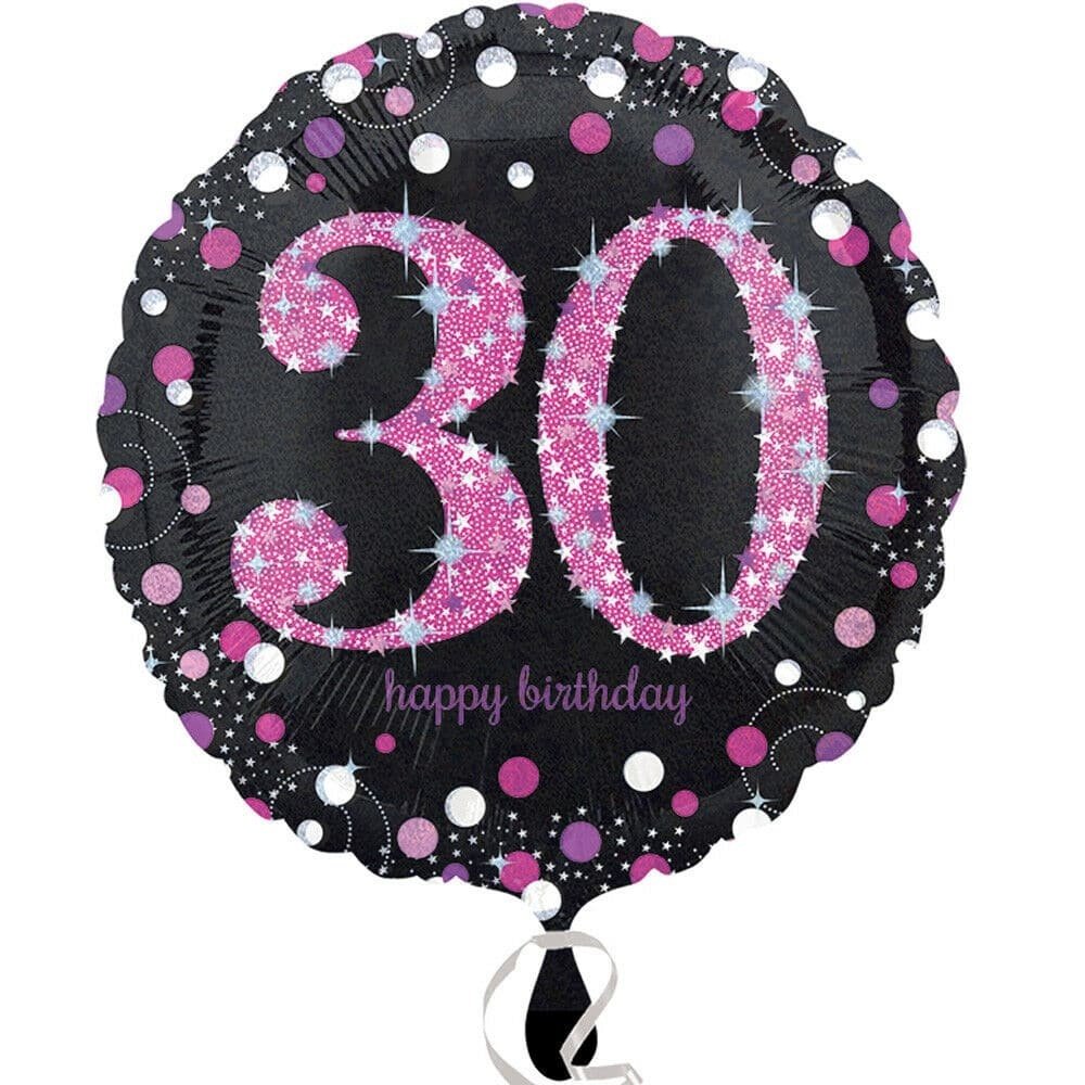 Folie ballon Sparkling 30 zwart-roze