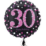 Folie ballon Sparkling 30 zwart-roze