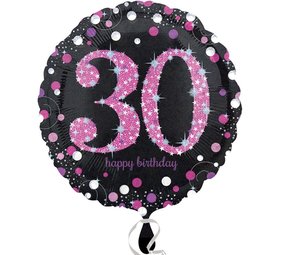 Folie Ballon funkelt 30 schwarzrosa