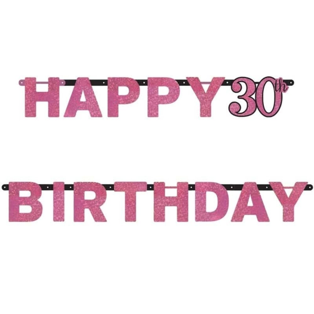 Amscan Letterslinger Happy 30 Birthday Sparkling Pink 213x16cm | per stuk