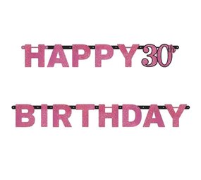Amscan Guirlande de lettres Happy 30 Birthday Rose Pétillant 213x16cm | par unité Amscan Guirlande de lettres Happy 30 Birthday Rose Pétillant 213x16cm | par unité
