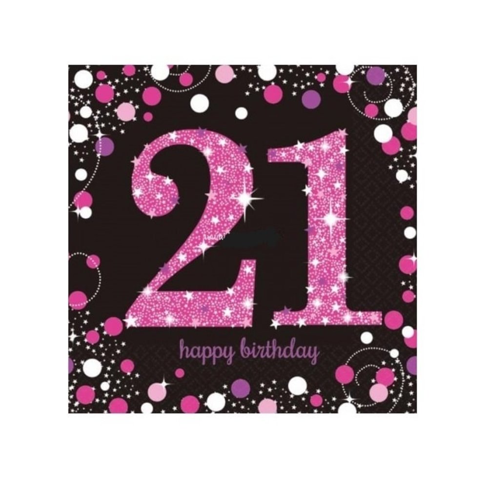 Amscan Napkins 21 years Sparkling Pink 33x33cm | 16 pieces Amscan Napkins 21 years Sparkling Pink 33x33cm | 16 pieces