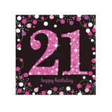 Amscan Servietten 21 Jahre Sparkling Pink 33x33cm | 16 Stück Amscan Servietten 21 Jahre Sparkling Pink 33x33cm | 16 Stück