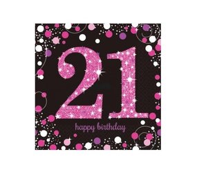 Amscan Napkins 21 years Sparkling Pink 33x33cm | 16 pieces Amscan Napkins 21 years Sparkling Pink 33x33cm | 16 pieces