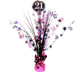 Amscan Table decoration 21 years Sparkling Pink | 46cm Amscan Table decoration 21 years Sparkling Pink | 46cm
