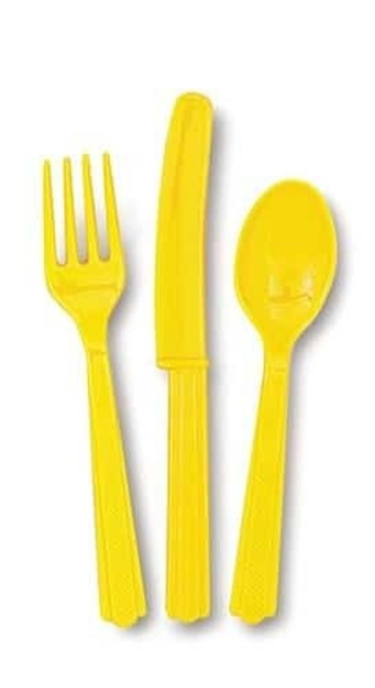 Unique Party Cutlery yellow 18 -piece
