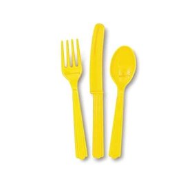 Unique Party Cutlery yellow 18 -piece