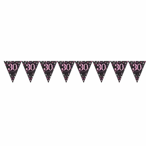 Amscan Flag Garland 30 Sparkling Black-Pink 4 m | per Unit