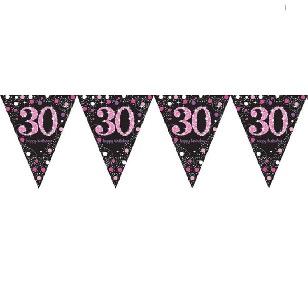 Amscan Fahnengirlande 30 Sparkling Black-Pink 4 m | pro Einheit